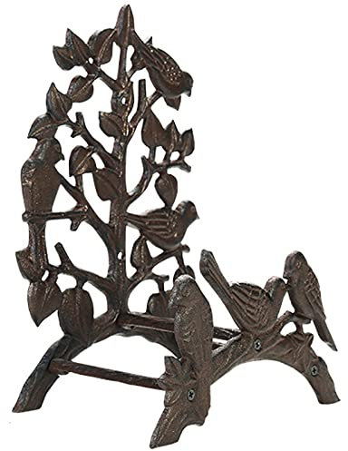 Gartenschlauchhalter for den Innen- und Außenbereich, Hof/Veranda/Villa, Euro-Stil, Retro-Wanddekoration, Gusseisen-Wasserpfeifen-Aufbewahrungsregal, Butler, schöner Vogel-Schlauchständer(Black)