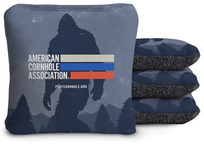 ACA Synergy Soft Professional Cornhole Bags Dual Sided Regulation 6x6 Set of 4 Retro Stripes Sasquatch Navy