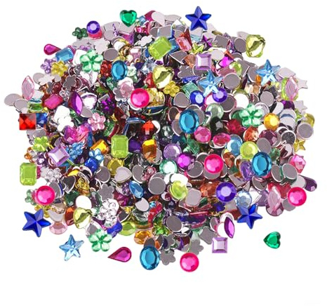 CXNXFD 1200PCS Acryl Strassstein Set Multicolor Glitter Künstliche Edelsteine in Verschiedenen Formen - Dekorative Diamanten für Bastelarbeiten, DIY, Party Events, Piratenschatz, Schnitzeljagden