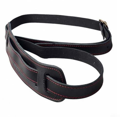 ZAMETTER Leder Gitarrengurt Verstellbarer Leder Gitarrengurt Schwarz für E-Akustikgitarre