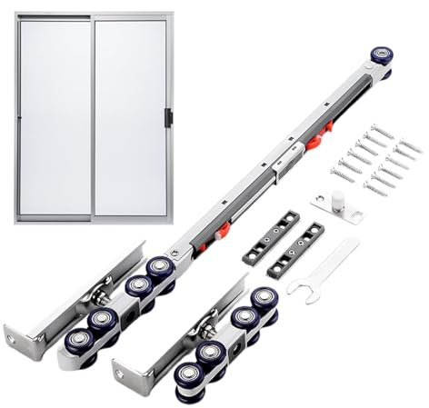 Sliding Door Rail Hardware Kit - Sliding Door Hanging Wheel Pulley | Stainless Steel Wheel Roller Kit For Sliding Door Wood | Hardware Kit