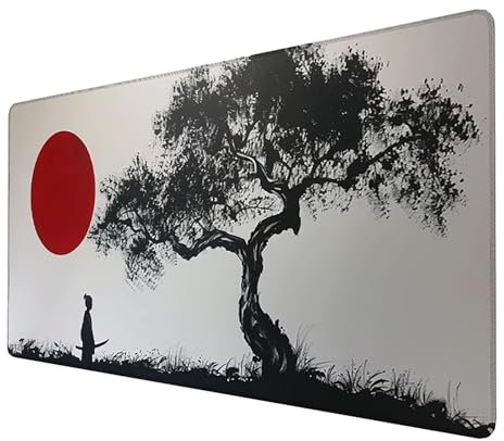 Alfombrilla Ratón, Alfombrilla Ratón XXL Gaming Tapete Escritorio Ordenador (1400x600x3mm) Protector Escritorio Alfombrilla Antideslizante para Ratón Láser y Óptico (Árbol) mousepad (Negro) 0-H-4