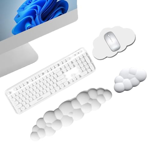 Lsydgn Wolke Handballenauflage Tastatur, Cloud-Maus-Handgelenkauflage, Ergonomisch Weich Cloud Handauflage Tastatur Maus Handballenauflage Set, Für Pc/Gaming/Handpolster/Computer – Weiß