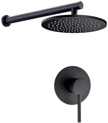 Modernes mattschwarzes Badezimmer-Duschsystem zur Wandmontage mit 20,3 cm runder Kopfbrause