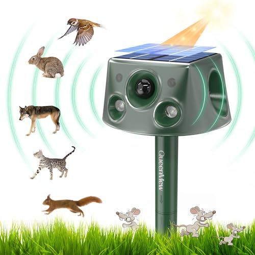 Katzenschreck Ultraschall Solar, Katzenschreck für Garten wasserdichte, 3 Modus Einstellbar Marderschreck, Stumm Solarladung Garten Katzenabwehr, 32FT Effektiv für Katzen, Hunde, Vögel, Mäuse