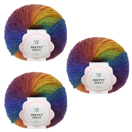 Pretty Jolly 1 Knäuel Regenbogen-Woll-Mischgarn (1#) | Weicher Farbverlauf, selbstgestreift, mehrfarbig zum Häkeln und Stricken, einlagig