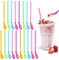 SAIIURV 18 Pièces Pailles Cuillère Réutilisable, 2 en 1 Cuillère à Paille Réutilisable, Cuillères à Paille Plastique Coloré, Pailles Enfants pour Smoothies Laits Frappés Cocktail (18PCS)