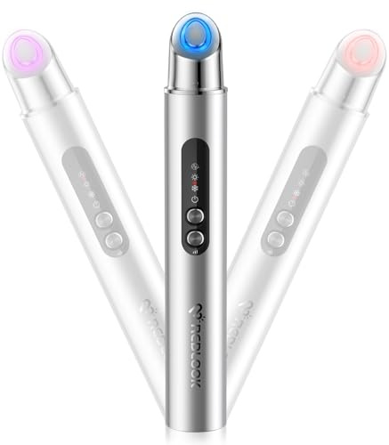 REDLOOK Depuffing Wand - Multi-Mode Cold & Heat Eye with Massager,At Home Face Roller Tool, Beauty Wand for Puffiness Reduction, Dark Circles, and Let The Skin Be Full of Radiance - Silver