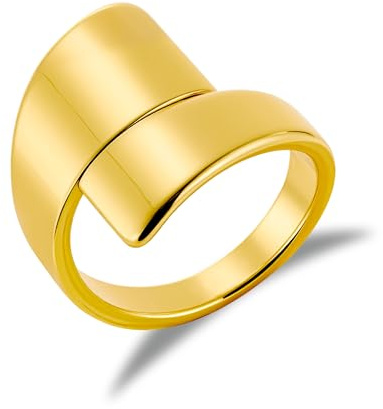 Edelstahl Silber Ringe 18K Vergoldet Verstellbare Große Ringe für Damen