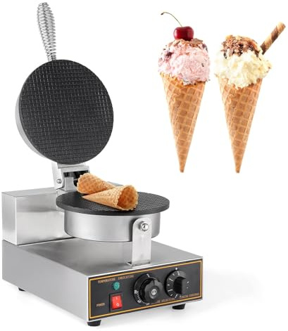 Machine à Cônes Crème cornets de glace électrique, appareil professionnel 1200 W, gaufrier antiadhésif en acier inoxydable, moule à rouleaux d'œufs à double tête, pour pizzas, crêpes, omelet