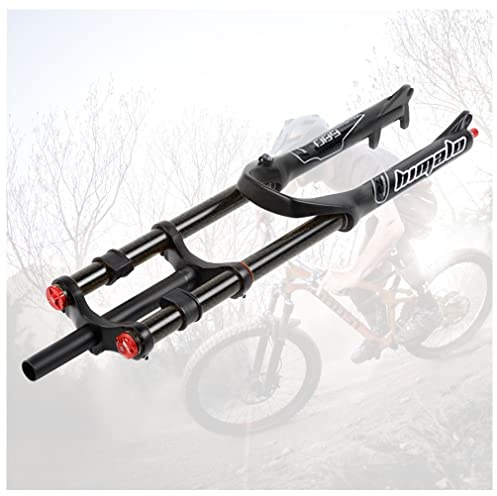 QHYRZE DH Downhill Mountain Bike Suspension Fork 26 27.5 29 Inch MTB Fork Travel 130mm Air Fork Rebound Adjust Straight Double Shoulder Front Fork With Lockout(Black,27.5'')