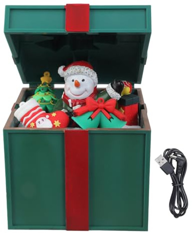 Cajas de música iluminadas de Navidad integradas en villancicos, construcción de PC, dos fuentes de alimentación para decoración de dormitorio, oficina, cajas de melodías de Navidad