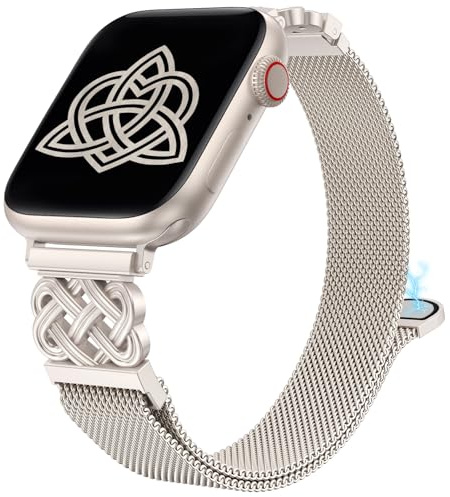 BEEXI Metal Compatible with Apple Watch Straps 42/41/40/38/49/46/45/44/42mm Women, Milanese Loop Mesh Celtic Knot Dressy Strap for iWatch Series 11 10 9 8 7 6 5 4 3 SE/Ultra 3 2 1
