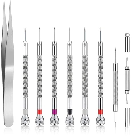 NiceBest Kit Tournevis de Précision, pour La Réparation de Lunettes, Montres,Tournevis Montre, Tournevis Horlogerie, vec Ph-illips, Flat, Hex Tournevis-8 Pièces