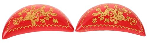 ZJHQQB Tazza a Mezzaluna per divinazione in Legno Ornamento Rosso taoista Buddista Feng Shui Strumento Portatile per Il Sacro Fengshui per l'altare del Tempio e la Decorazione della Fortuna