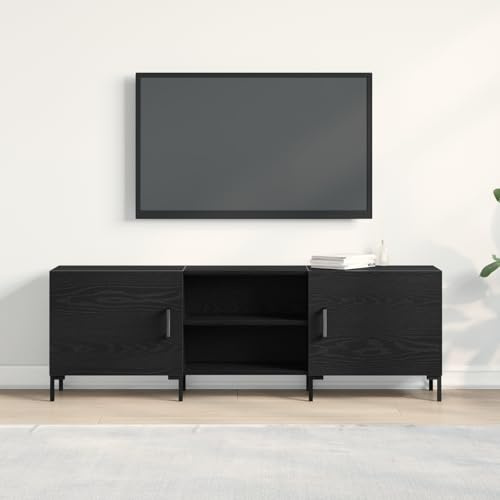 JHQHSM Mobile TV nero rovere 150 x 30 x 50 cm materiale legno moderno centro di intrattenimento con superficie strutturata e ripiani sospesi per riporre l'organizzazione elettronica