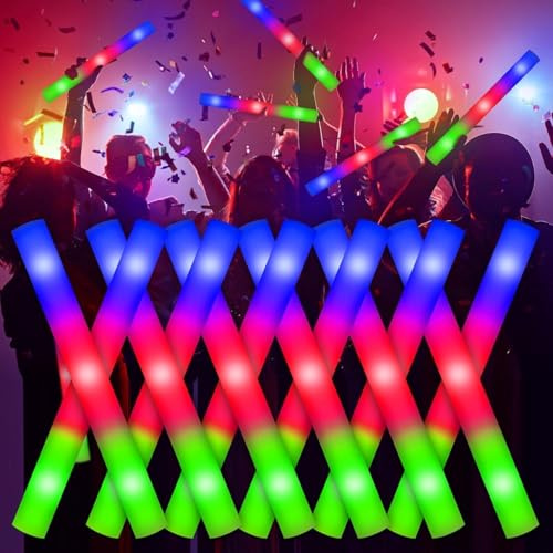 20PCS Foam Glow Sticks, LED Foam Sticks, Foam Light Up Sticks with 3 Mode Colorful Flashing, Bulk Glow Sticks,Glow Party Supplies Glow Wands for Wedding, Birthday, Concert, Halloween Glow Party