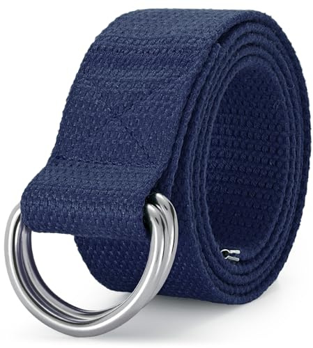 JasGood Unisex Leinwand Gürtel Herren Damen Canvas Stoffgürtel Verstellbar Arbeitsgürtel Ohne Löcher Mit Doppel D Metallschnalle für Geschäft Sport Lässig