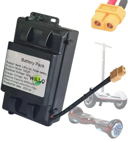 WILLQ Batería de Litio Recargable de Repuesto para Patinete eléctrico o Motor de Coche autoequilibrado con XT60, 36 V, 4400 mAh y 2400 mAh.,36v4400mah
