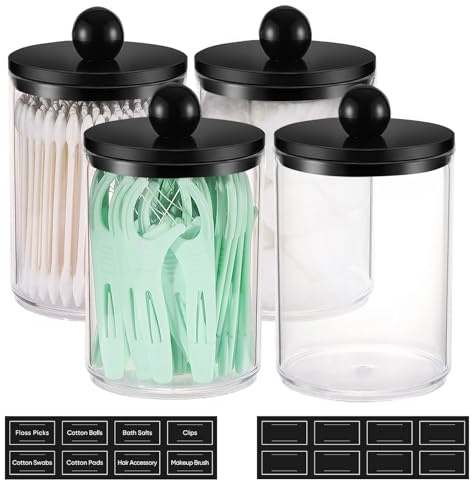 AuraFusion Küchen Organizer Wattepadspender 4er Set Für Frauen Studenten Familien Für Badezimmer Schminktisch Küche Aufbewahrung Badezimmer Kosmetik Organizer Schwarz