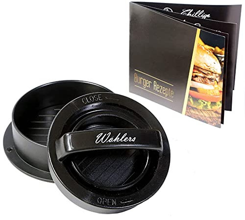 Pressa per carne, con ricettario (lingua italiana non garantita), utensile da cucina ideale per realizzare polpette per bambini, hamburger, cheeseburger e medaglioni di carne