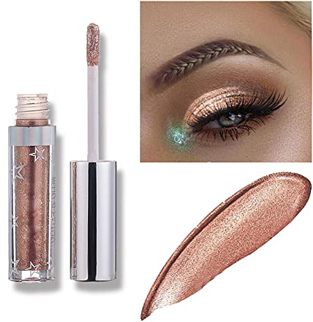 Allbestaye Langlebig Glänzend Glitter Shimmer Flüssiger Lidschatten Stift Wasserfest Metallic Pigmente Make-up