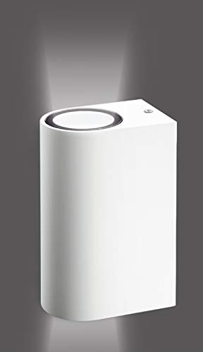 Trango IP44 Up & Down Light in Rund Wandleuchte, Wandstrahler 8010-RW aus Aluminum Druckguss in Weiß Außenwandlampe geeignet für 2x GU10 LED (ohne Leuchtmittel)