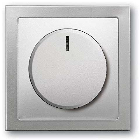 EBROM® Komplettset LED Drehdimmer 1001 + Busch Jäger PUR Edelstahl Rahmen 1721-866K + Scheibe 6540-866-102 - UP Unterputz LED Dimmer - Phasenabschnitt LED 5-150 Watt dimmbare Halogen etc. 15-400 W/VA