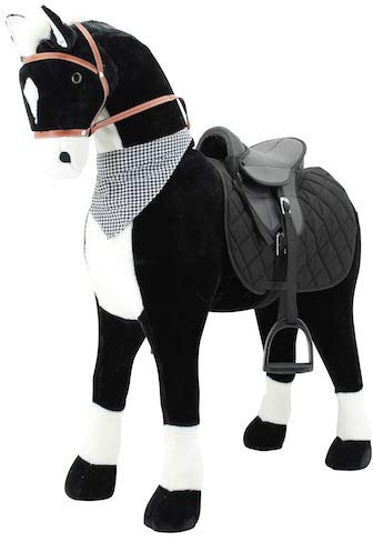 Sweety Toys 11124 Plüsch Stehpferd Reitpferd XXL 125 cm mit Sattel