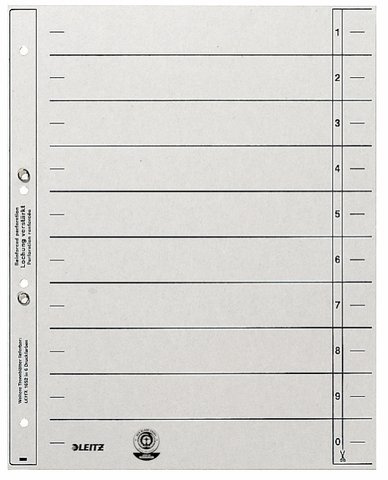 LEITZ® Trennblatt, Kraftkarton (RC), 200 g/m², geöst, A4, grau (100 Stück), Sie erhalten 1 Packung á 100 Stück