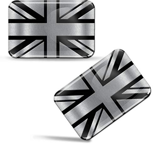 Biomar Labs United Kingdom Silver Flag Sticker for Car Moto 3D 2 Pack F 126