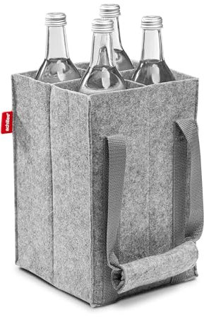 achilles Sac à Bouteilles avec 4 Compartiments, également pour Bouteilles de 1,5 Litre, en Feutre, 100% recyclé, 18 cm x 18 cm x 27 cm (Gris)