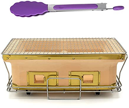 Japonais Barbecue Au Charbon Hibachi Argile Céramique Gril Rectangulaire Dessus De La Table Poêle À Charbon Yakatori Cuiseur À Charbon Avec Food Tong Pour Le Camping Ou À La Maison