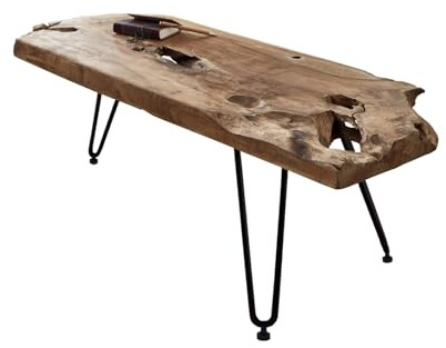 SAM Couchtisch Isana, Teakholz massiv + naturbelassen, 100 x 40 x 40 cm