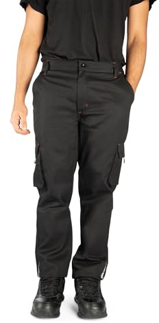 Security Line Men's Proteus Multibolsillos Work Pants/Pantalones de Seguridad con Cremallera YKK Pantalones elásticos tamaño de Cintura - 34 a 60 (Negro, 60)