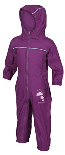 Hazy Blue Rain Drop Puddle Suit Waterproof All In One Kids Rain Suit (Purple, 2-3 Years)