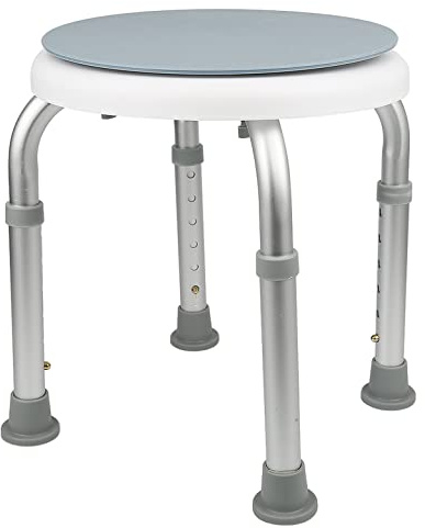 Duschhocker Duschstuhl Höhenverstellbar 360° Drehbarer Badehocker Duschhilfe aus Alu für Alter, Schwangere, Blau
