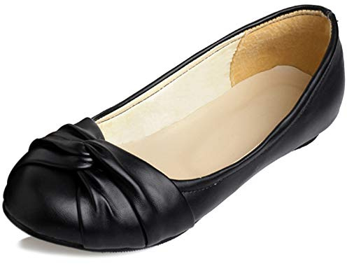Bailarinas Planas Mujer, Zapatos Casual con Lazos Zapatos Sin Cordones Punta Redonda 126 Negro Talla 48 EU