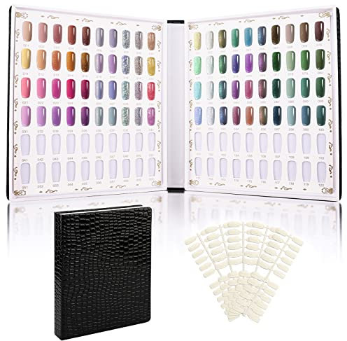Segbeauty Libro per Unghie Espositore con 120 Colori per Unghie, con 144 Punte per Unghie Finte, Nail Art Campioni di Colore Cartone, Espositore per Smalti per Nail Art, Motivo Coccodrillo Nero