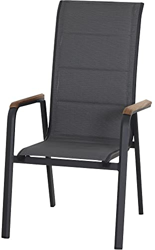 Siena Garden Tesoro High Back Stapelsessel Alu, Textil, Teak FSC 100%