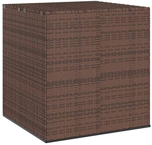 ZEYUAN Baúl de Cojines para jardín, Arcon Exterior, Arcones para Patio, Baul Almacenamiento Exterior, Baúl para Terraza, de ratán PE marrón 100x97,5x104 cm