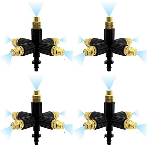 Haueeschoen Bewässerungssystem Kupferdüse, verstellbare Sprühdüse, Bewässerungstropfer Sprinkler Emitter Tropfsystem auf 4/7 mm Widerhaken, Gartenkühlung Bewässerungsgeräte (Farbe: 10 Stück)