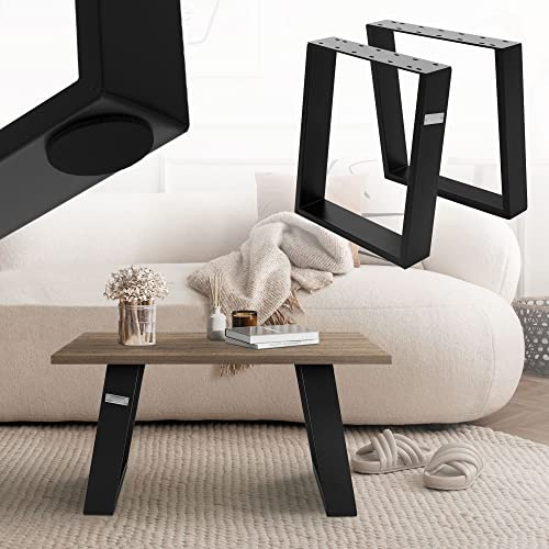 ML-Design 2X Patas de Mesa Inclinadas 80 Grados 40x43cm Soporte Negro Mate de Acero Bastidor para Mesa de Centro o Banco Base Tablero Sostén para Esctritorio Pie Armazón Marco de Diseño Industrial