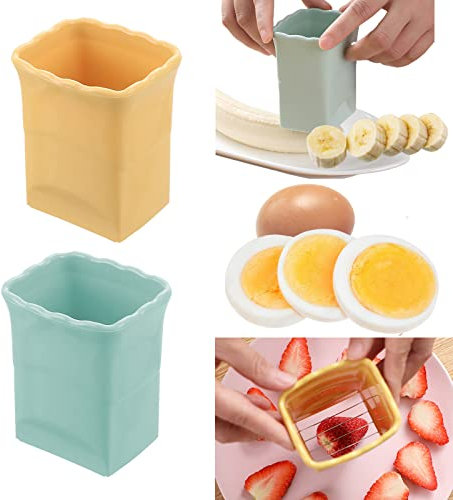 2 Stück Becherschneider | Eierschneider | Bananenschneider | Erdbeerschneider | Schnelle Zubereitung von Obst Gemüse Salat | Kreatives Küchenutensil COKSDUPID