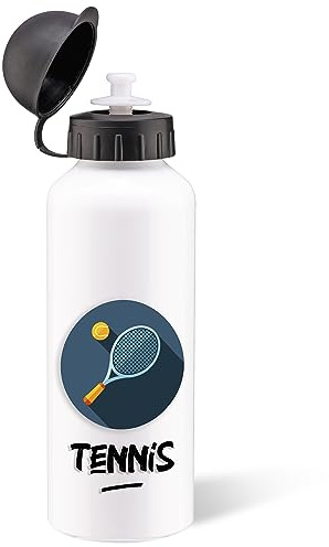 Gourde Tennis Sport 500ml Bouteille d’Eau Aluminium Réutilisable Ecologique avec Mousqueton. Idée Cadeau Original Humour Homme Femme Enfant Ami Utile Voyage Collègue Anniversaire Noël