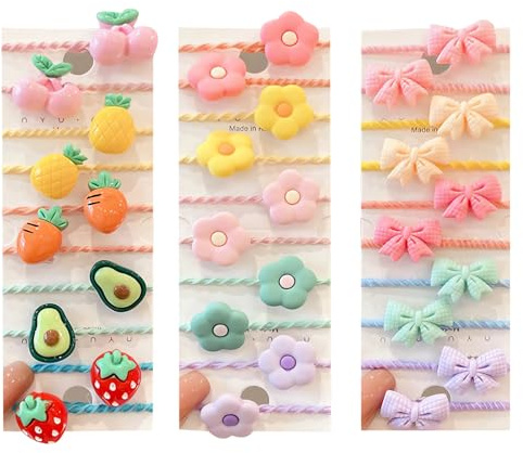 DHWEKU 30 Piezas Niñas Pinzas Para el Cabello Y Elástico Del Pelo Lazos Dibujos Animales Set de Pinza de Pelo de Bebé Niña Linda