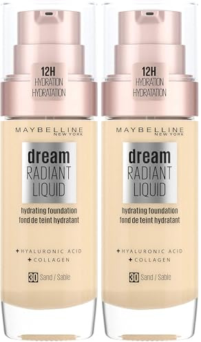 Maybelline dream satin liquid sandy beige 30 - Base de maquillaje (sandy beige, piel medio, 30 ml, 3,3 cm, 3,3 cm, 10,8 cm) (Paquete de 2)