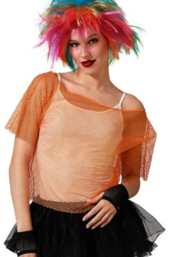 BigBuy Fashion Camiseta de Manga Corta Mujer Rejilla Naranja