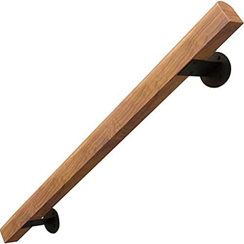 LQSYBHD Corrimano in Legno Massello,Set Ringhiera per Scale Interne,Corrimano da Parete con Robuste Barckets in Metallo,Corrimano da Parete,Passamano per Interni O Esterni(Size:4ft/120cm)