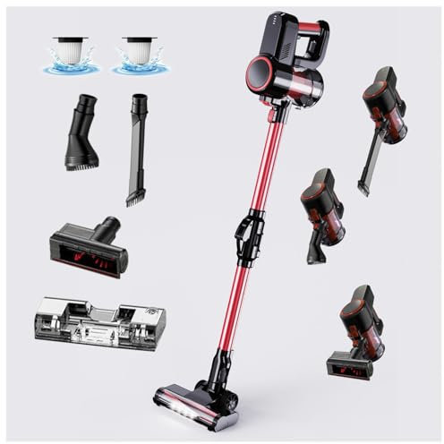 Aspirateur Balai Laveur sans Fil 5 en 1 Compact - Puissant 16000Pa, Balai Aspirateur Laveur sans Fil pour Voiture, Maison, Bureaux, Poils d'animaux